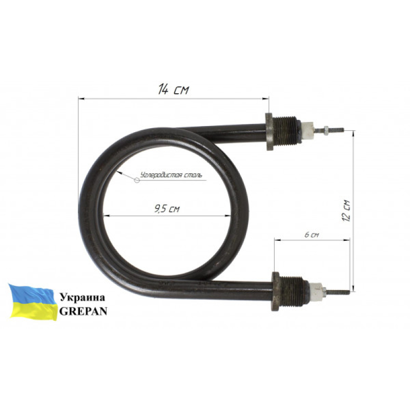 ТЭН котловой 2,0 кВт, черный  - Фото 1