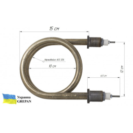 Котловий ТЕН для КПЕ-100, 2,5 кВт, нержавійка, М22