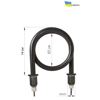 Котловий ТЕН для КПЕ-125, 3,0 кВт, вугл. сталь (чорн.), М22