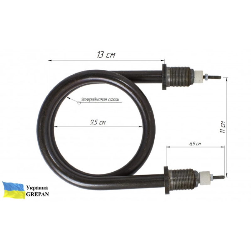 Котловой ТЭН для КПЭ-160, 3,5 кВт, угл. сталь (черн.), М22 - Фото 1