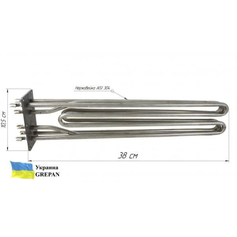 Тен для котла 9000W 220V на пластине 55х105 нержавеющая сталь - Фото 2