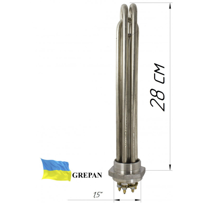 Блок-ТЕН (нержавійка) 4,5 кВт; 1,5''