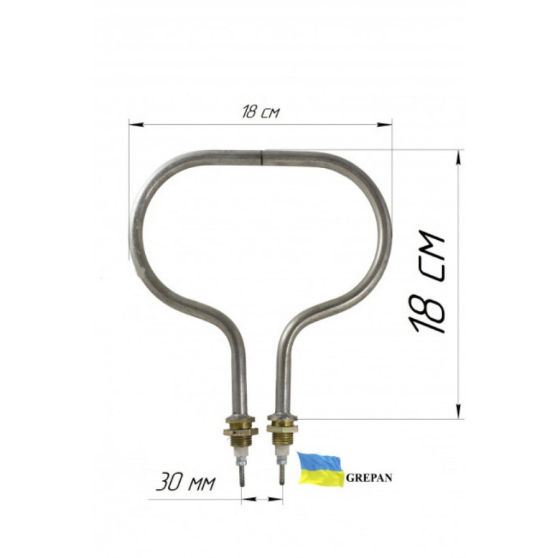 ТЕН для соковарки №2, нержавійка, 1,25 кВт, М16