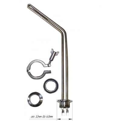 ТЕН для котла на кламповому з'єднанні №1, нержавійка, від 0,5кВт до 5кВт