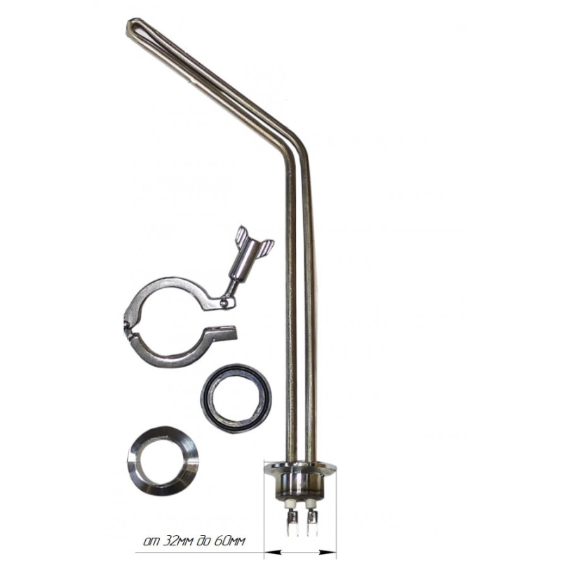 ТЕН для котла на кламповому з'єднанні №1, нержавійка, від 0,5кВт до 5кВт