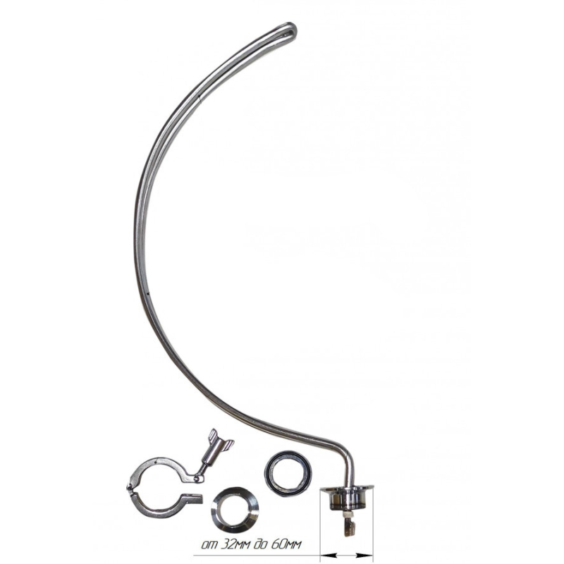 ТЕН для котла на кламповому з'єднанні №2,  нержавійка сталь, від 0,5кВт до 5кВт - Фото 1