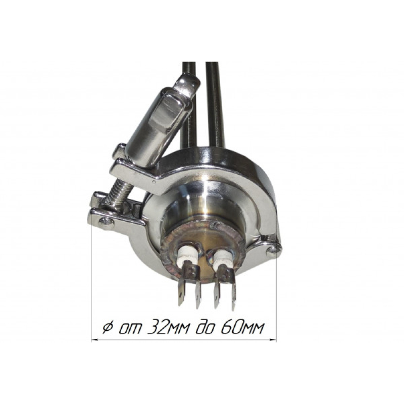ТЕН для котла на кламповому з'єднанні №2,  нержавійка сталь, від 0,5кВт до 5кВт - Фото 2