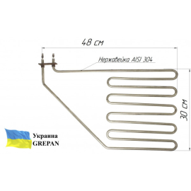 ТЕН для сауни, нержавійка 2,5 кВт, 480х300, 5 ріжків