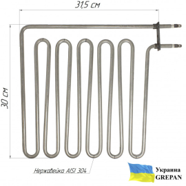 ТЕН для сауни, нержавійка 2,5 кВт, 315х300, 6 ріжків