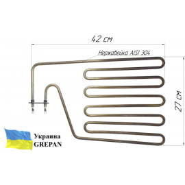 ТЕН для сауни, нержавійка 1,5 кВт, 375х185, 4 ріжка