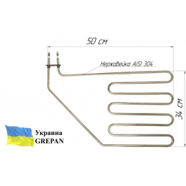 ТЕН для сауни, нержавійка 2,0 кВт, 500х340, 4 ріжка
