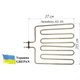 ТЕН для сауни, нержавійка 2,5 кВт, 370х315, 5 ріжків