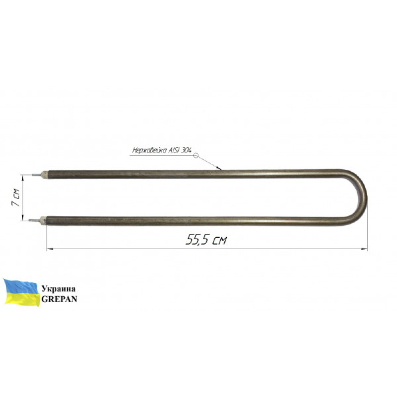 ТЭН для воздуха, П-образный, нержавейка, 2,0 кВт - Фото 4