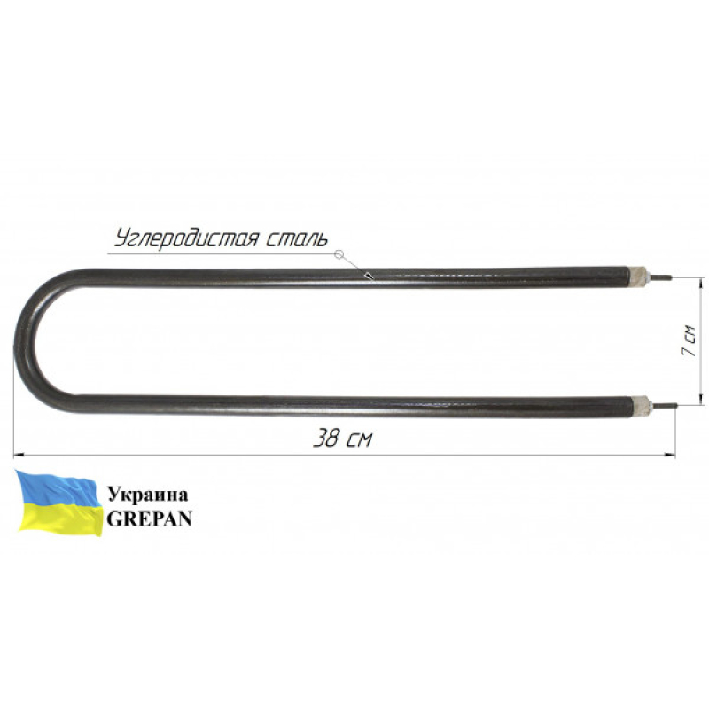 ТЕН для повітря, П-образний, вуглецева сталь,1,0 кВт - Фото 4