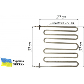 ТЕН для калориферу «Великий» , нержавійка, 3,0 кВт, 5 ріжків 
