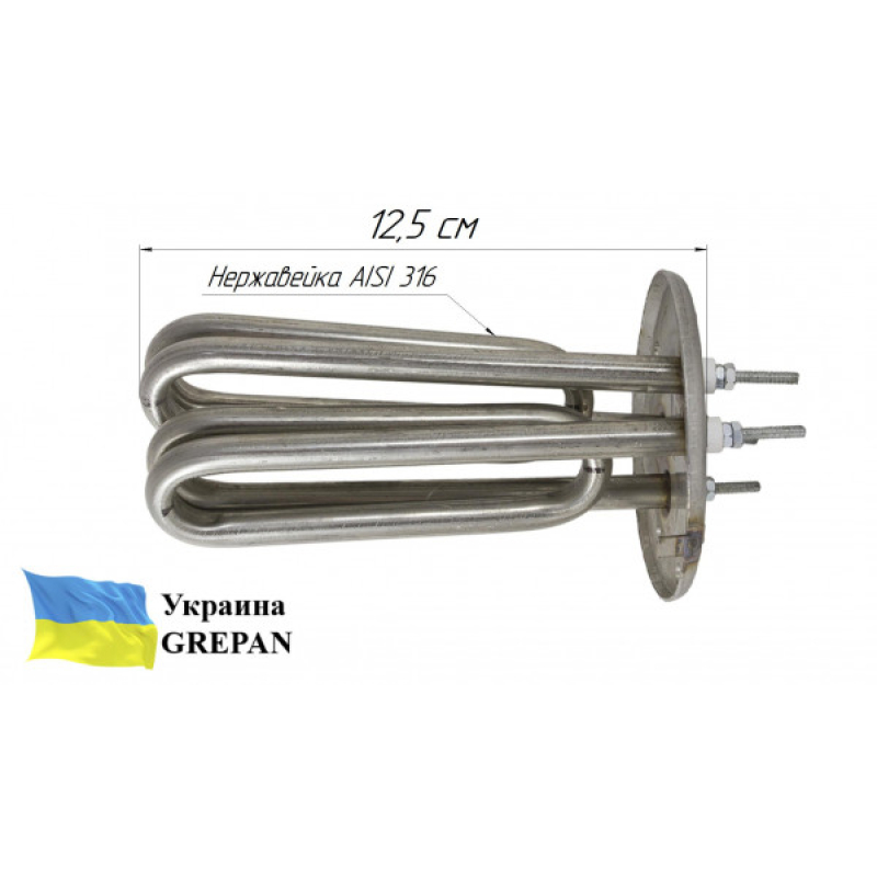 ТЕН для бойлеру Атмор (Atmor), нержавійка, 5,5 кВт/220 В (2 ТЕНа/76 мм) - Фото 4
