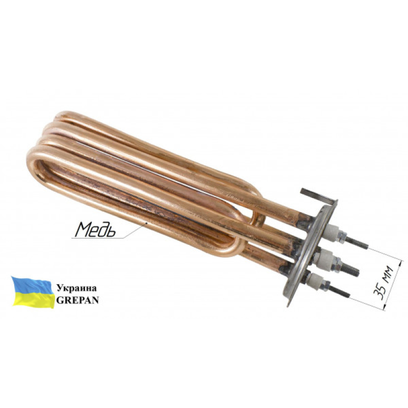 ТЕН для бойлеру Атмор (Atmor), мідний, 8,5 кВт/220 В (2 ТЕНа/65 мм) - Фото 3