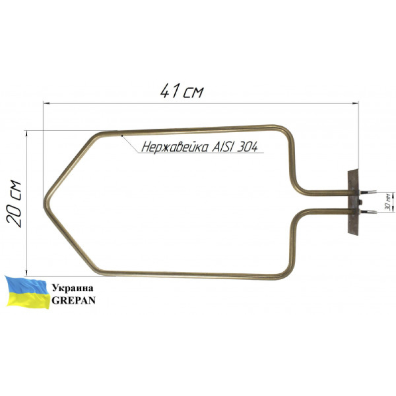 ТЭН для духовки Bеко, нержавейка, 1,1 кВт, верхний - Фото 1