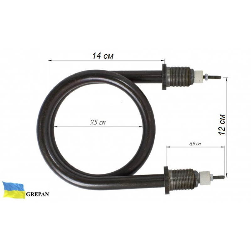 Котловий ТЕН для КПЕ-125, 3,0 кВт, вугл. сталь (чорн.), М22 - Фото 1