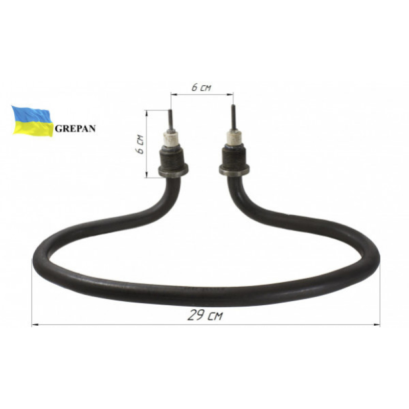ТЭН котловой (для КПЭ-40, КПЭ-60)''Копыто'' 2,5 кВт углеродистая сталь (черный), М22 - Фото 1
