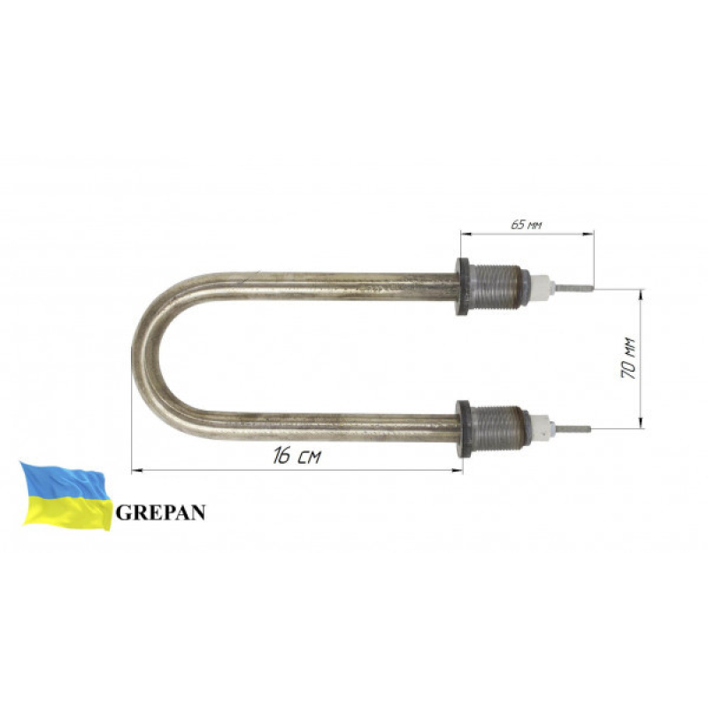 ТЕН для води, П-образний, нержавійка, 1,0 кВт, М22 - Фото 3