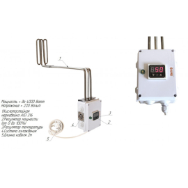 Кип'ятильник з регулятором потужності та терморегулятором, кислостійка нержавійка, до 4кВт