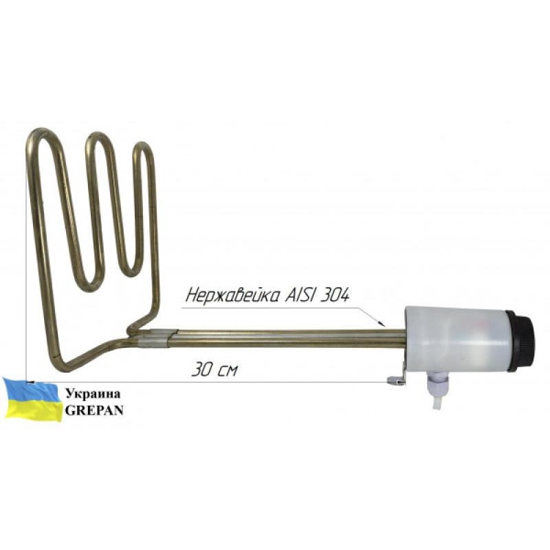 Кип'ятильник із механічним терморегулятором №3, нержавійка, 2кВт - Фото 3