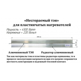Нагрівальний елемент для електроконвекторів, алюміній, 4,5кВт
