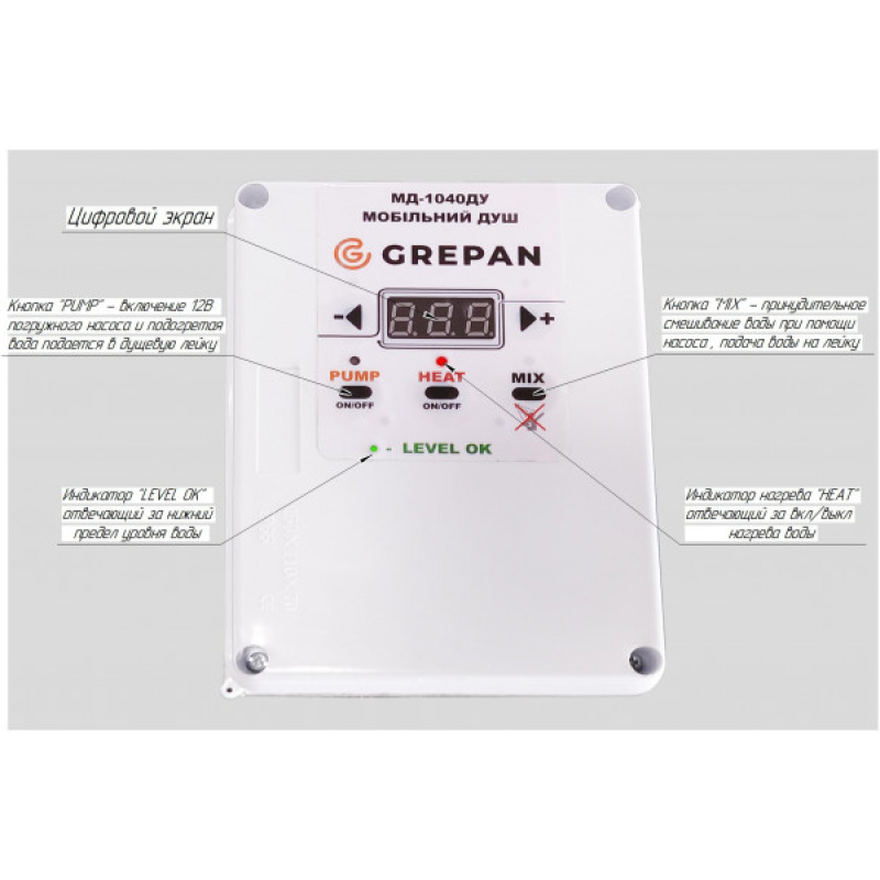 Переносний електродуш, кислостійка нержавійка, 2кВт - Фото 5