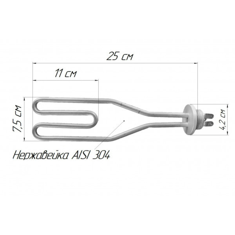  ТЭН для самогоноварения, нержавейка, 2кВт - Фото 2